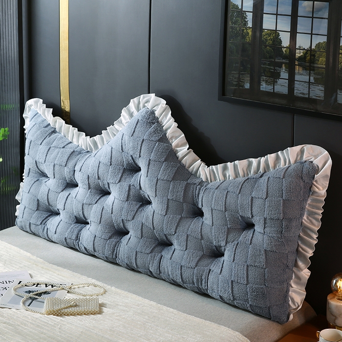 91家纺网 家纺一手货源 找家纺 永光家居 2025新款塔芙绒皇冠靠背 床头靠垫抱枕榻榻米靠枕（专利款 不供多多） 灰雅韵