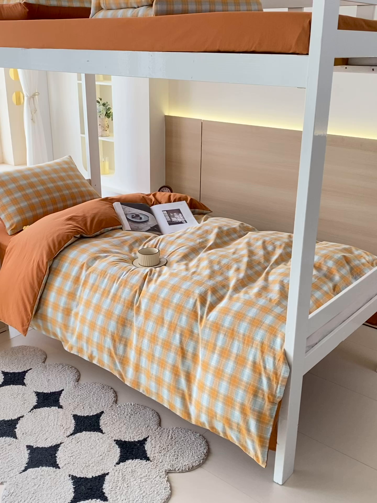 91家纺网 家纺一手货源 找家纺 春皖家纺 2025春夏新款AB版全棉纯棉色织水洗棉学生三件套六件套 素雅-沐夏