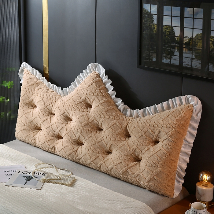 91家纺网 家纺一手货源 找家纺 永光家居 2025新款塔芙绒皇冠靠背 床头靠垫抱枕榻榻米靠枕（专利款 不供多多） 咖醇雅