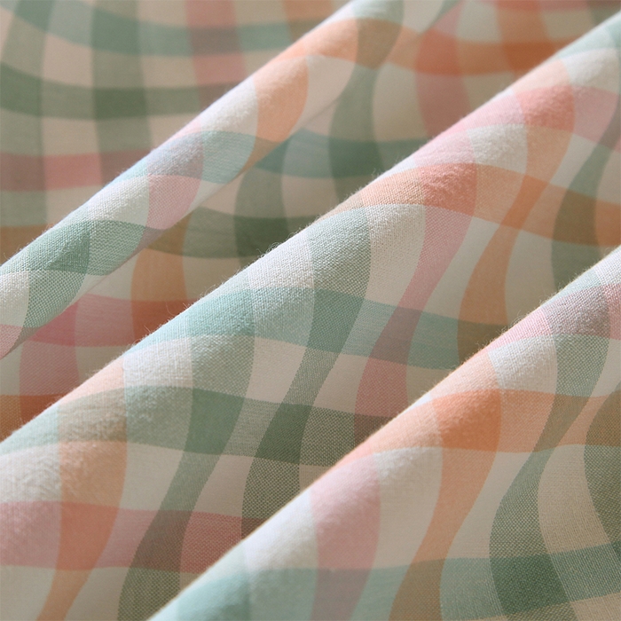 91家纺网 家纺一手货源 找家纺 春皖家纺 2025新款学生季全棉纯棉色织AB版水洗棉单品系列-单床单 床单单件 翠竹-绿格