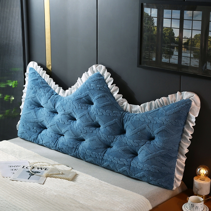 91家纺网 家纺一手货源 找家纺 永光家居 2025新款塔芙绒皇冠靠背 床头靠垫抱枕榻榻米靠枕（专利款 不供多多） 蓝静澜