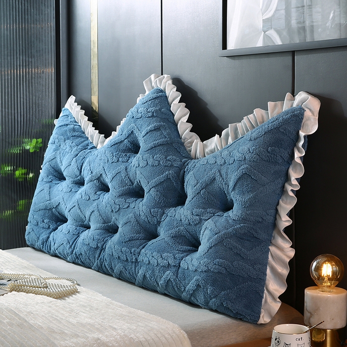 91家纺网 家纺一手货源 找家纺 永光家居 2025新款塔芙绒皇冠靠背 床头靠垫抱枕榻榻米靠枕（专利款 不供多多） 蓝静澜