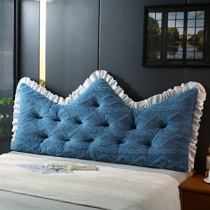 91家纺网 家纺一手货源 找家纺 永光家居 2025新款塔芙绒皇冠靠背 床头靠垫抱枕榻榻米靠枕（专利款 不供多多） 蓝静澜