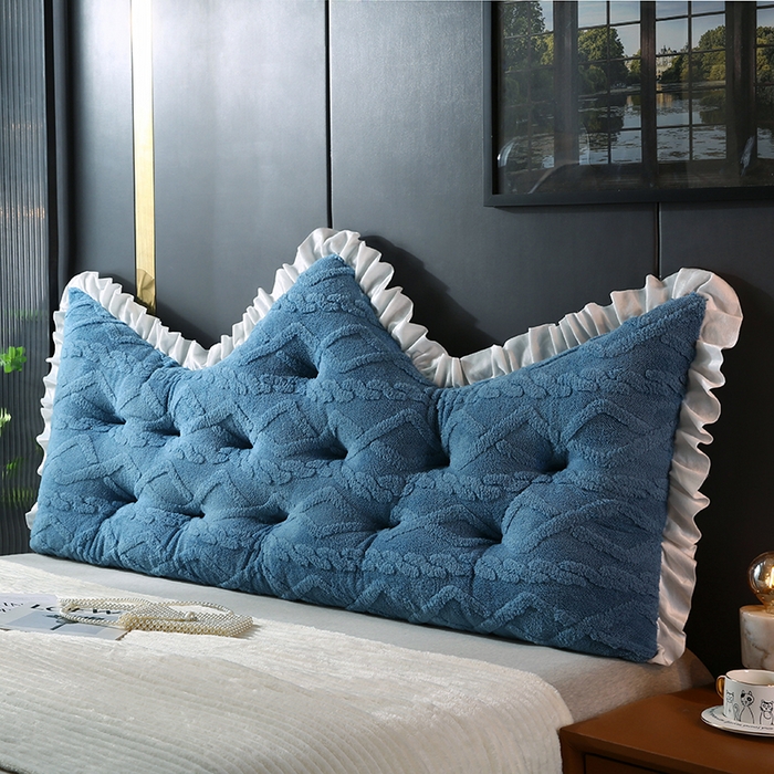 91家纺网 家纺一手货源 找家纺 永光家居 2025新款塔芙绒皇冠靠背 床头靠垫抱枕榻榻米靠枕（专利款 不供多多） 蓝静澜