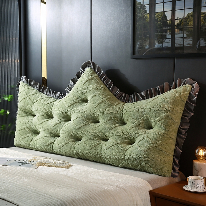 91家纺网 家纺一手货源 找家纺 永光家居 2025新款塔芙绒皇冠靠背 床头靠垫抱枕榻榻米靠枕（专利款 不供多多） 绿恬然