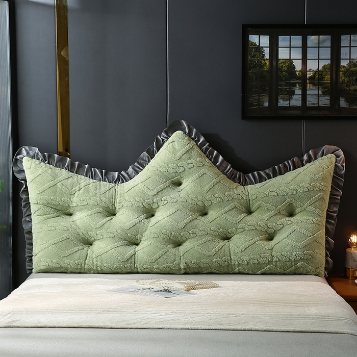 91家纺网 家纺一手货源 找家纺 永光家居 2025新款塔芙绒皇冠靠背 床头靠垫抱枕榻榻米靠枕（专利款 不供多多） 绿恬然