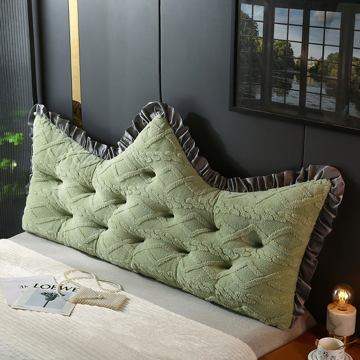 91家纺网 家纺一手货源 找家纺 永光家居 2025新款塔芙绒皇冠靠背 床头靠垫抱枕榻榻米靠枕（专利款 不供多多） 绿恬然