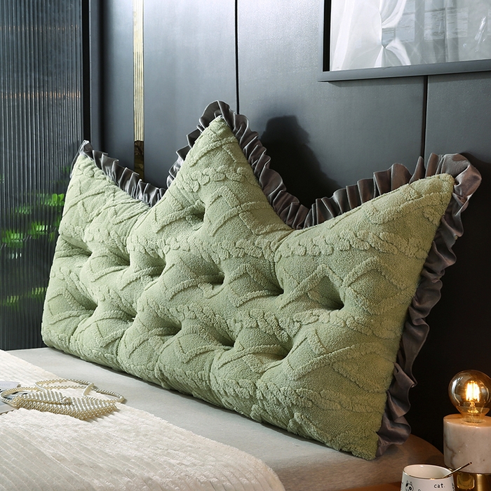 91家纺网 家纺一手货源 找家纺 永光家居 2025新款塔芙绒皇冠靠背 床头靠垫抱枕榻榻米靠枕（专利款 不供多多） 绿恬然
