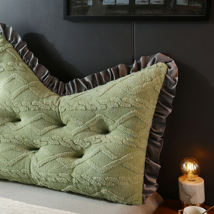 91家纺网 家纺一手货源 找家纺 永光家居 2025新款塔芙绒皇冠靠背 床头靠垫抱枕榻榻米靠枕（专利款 不供多多） 绿恬然