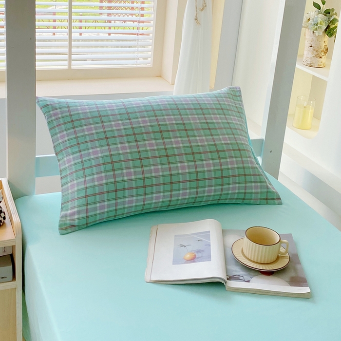 91家纺网 家纺一手货源 找家纺 春皖家纺 2025春夏新款AB版全棉纯棉色织水洗棉学生三件套六件套 素雅-情调