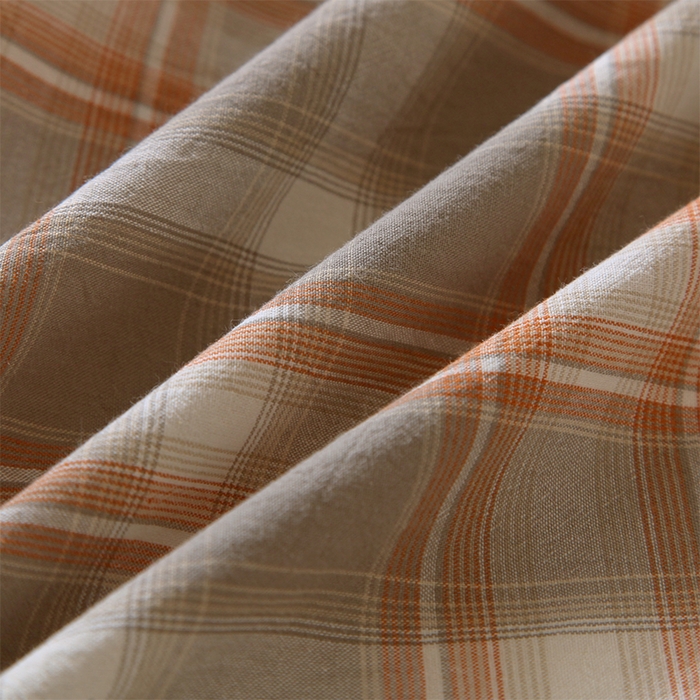 91家纺网 家纺一手货源 找家纺 春皖家纺 2025新款学生季全棉纯棉色织AB版水洗棉单品系列-单床单 床单单件 栗木-咖格