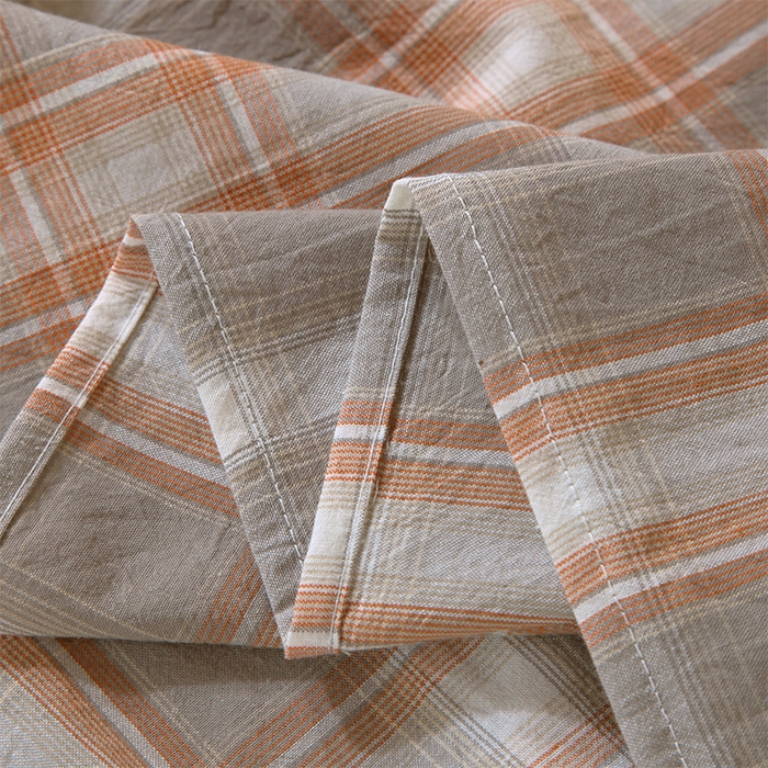 91家纺网 家纺一手货源 找家纺 春皖家纺 2025新款学生季全棉纯棉色织AB版水洗棉单品系列-单床单 床单单件 栗木-咖格