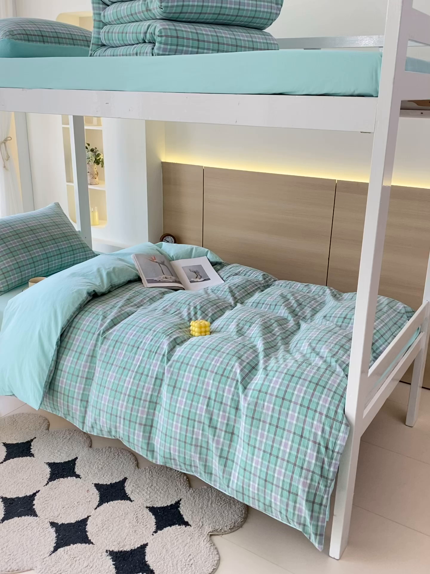 91家纺网 家纺一手货源 找家纺 春皖家纺 2025春夏新款AB版全棉纯棉色织水洗棉学生三件套六件套 素雅-情调