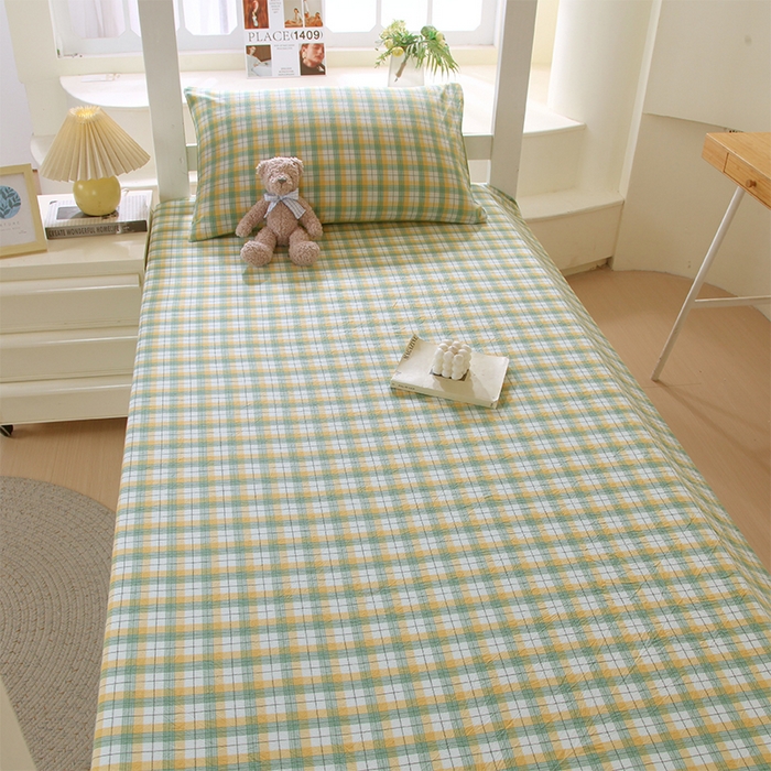 91家纺网 家纺一手货源 找家纺 春皖家纺 2025新款学生季全棉纯棉色织AB版水洗棉单品系列-单床单 床单单件 栗木-芒格