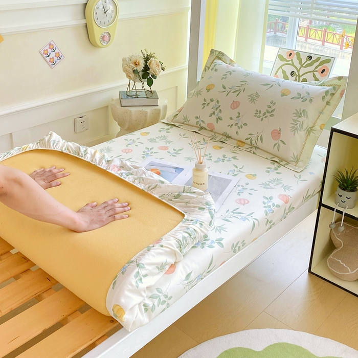 春皖家纺 2025新款学生季全棉纯棉13070印花单床笠 床笠单件 彩叶集福