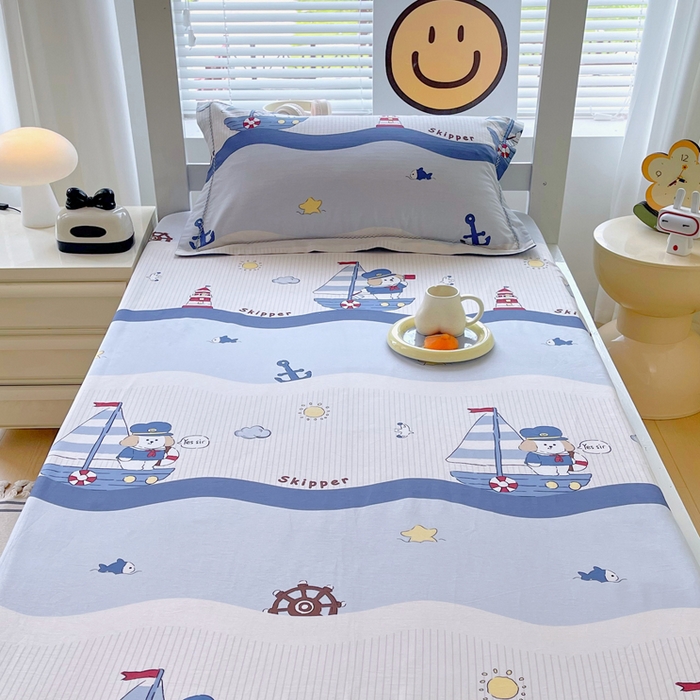 91家纺网 家纺一手货源 找家纺 春皖家纺 2025新款学生季全棉纯棉13070印花单床笠 床笠单件 海韵悠行