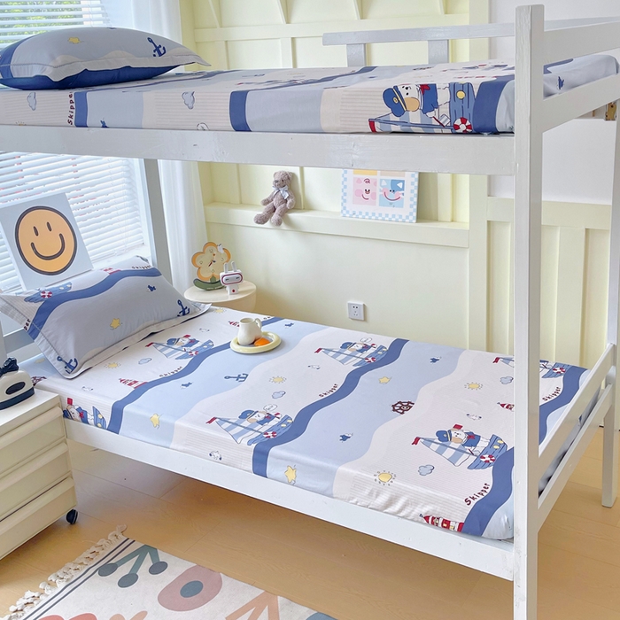 91家纺网 家纺一手货源 找家纺 春皖家纺 2025新款学生季全棉纯棉13070印花单床笠 床笠单件 海韵悠行