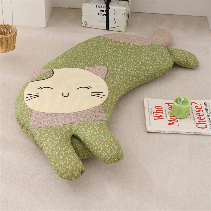 芯洲 2025新款幸福喵全棉纯棉荞麦壳枕枕头枕芯 幸福喵-青绿 30x60cm/只