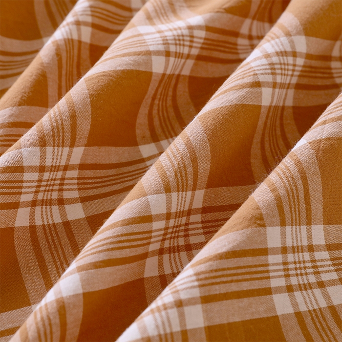 91家纺网 家纺一手货源 找家纺 春皖家纺 2025新款学生季全棉纯棉色织AB版水洗棉单品系列-单床单 床单单件 素雅-黄格