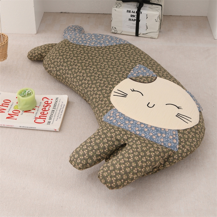 芯洲 2025新款幸福喵全棉纯棉荞麦壳枕枕头枕芯 幸福喵-深咖 30x60cm/只