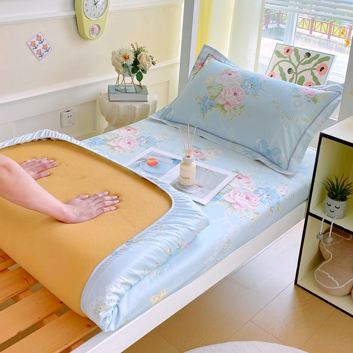 春皖家纺 2025新款学生季全棉纯棉13070印花单床笠 床笠单件 花蝶柔依