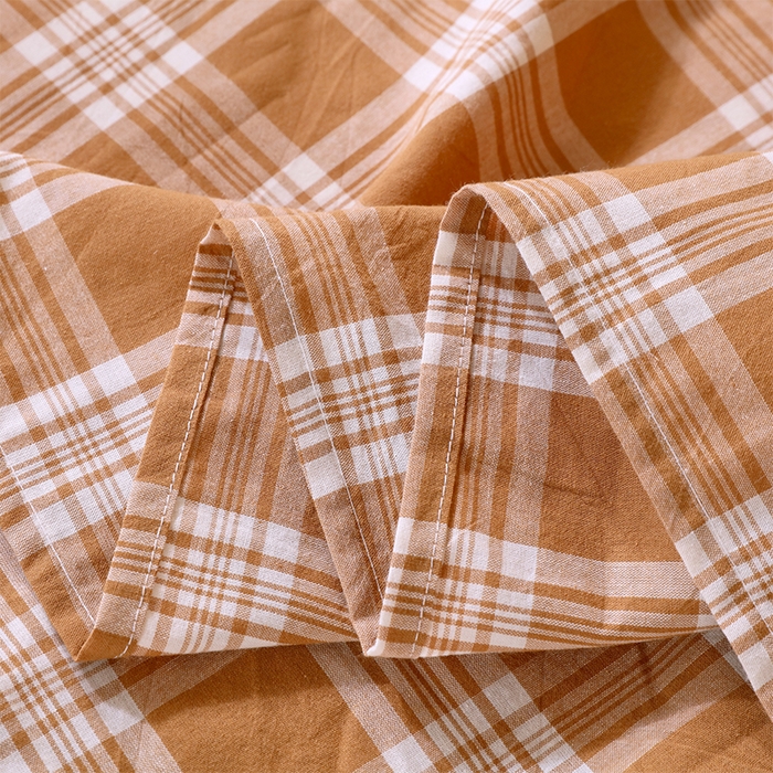 91家纺网 家纺一手货源 找家纺 春皖家纺 2025新款学生季全棉纯棉色织AB版水洗棉单品系列-单床单 床单单件 素雅-黄格