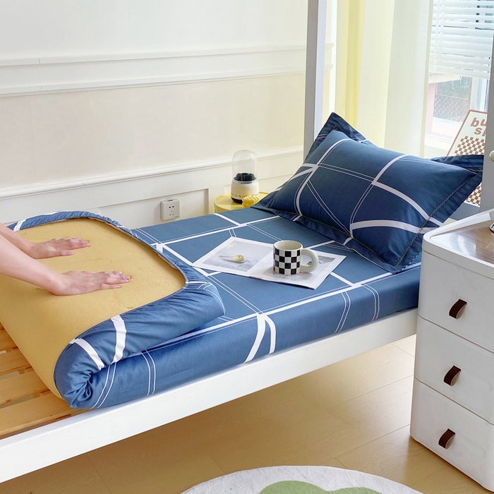 91家纺网 家纺一手货源 找家纺 春皖家纺 2025新款学生季全棉纯棉13070印花单床笠 床笠单件 灰色逸彩