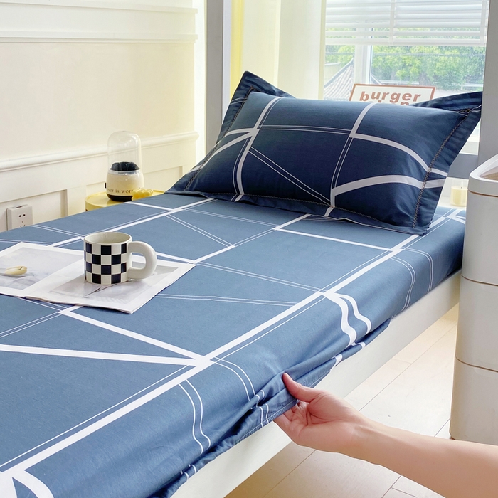 91家纺网 家纺一手货源 找家纺 春皖家纺 2025新款学生季全棉纯棉13070印花单床笠 床笠单件 灰色逸彩