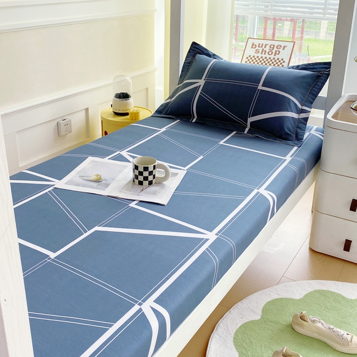 91家纺网 家纺一手货源 找家纺 春皖家纺 2025新款学生季全棉纯棉13070印花单床笠 床笠单件 灰色逸彩