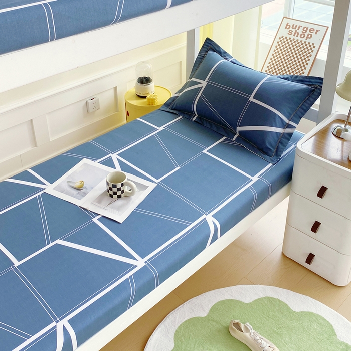 91家纺网 家纺一手货源 找家纺 春皖家纺 2025新款学生季全棉纯棉13070印花单床笠 床笠单件 灰色逸彩