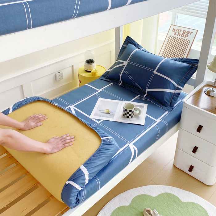 91家纺网 家纺一手货源 找家纺 春皖家纺 2025新款学生季全棉纯棉13070印花单床笠 床笠单件 灰色逸彩