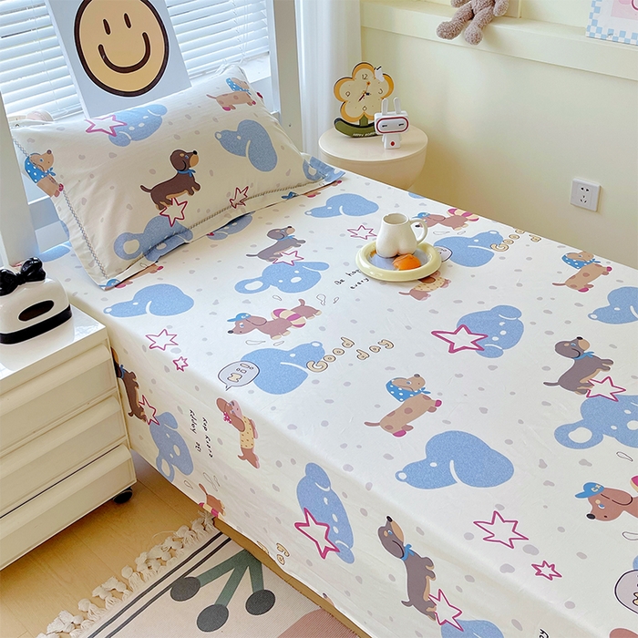 91家纺网 家纺一手货源 找家纺 （总）春皖家纺 2025新款学生季全棉纯棉13070印花单床单 床单单件