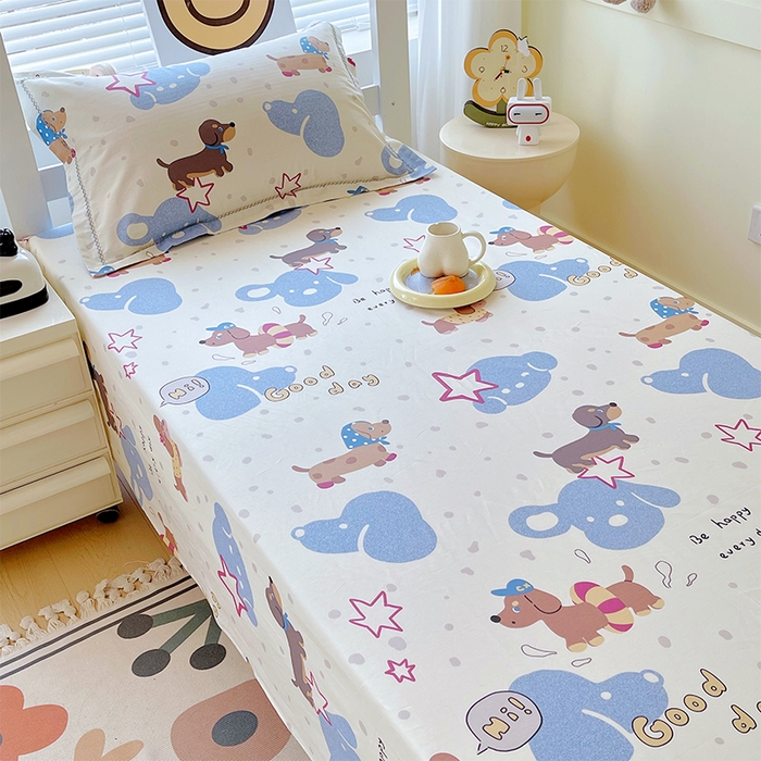 91家纺网 家纺一手货源 找家纺 （总）春皖家纺 2025新款学生季全棉纯棉13070印花单床单 床单单件