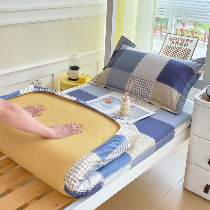 春皖家纺 2025新款学生季全棉纯棉13070印花单床笠 床笠单件 纳吉蓝格