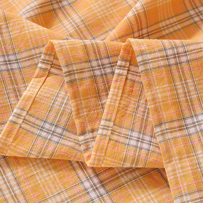 91家纺网 家纺一手货源 找家纺 春皖家纺 2025新款学生季全棉纯棉色织AB版水洗棉单品系列-单床单 床单单件 素雅-黄条