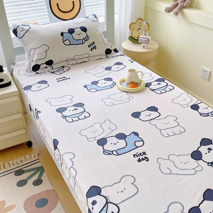 91家纺网 家纺一手货源 找家纺 春皖家纺 2025新款学生季全棉纯棉13070印花单床笠 床笠单件 汪来运转