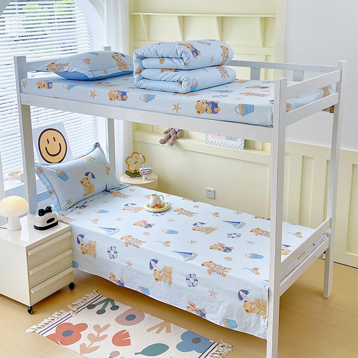 91家纺网 家纺一手货源 找家纺 （总）春皖家纺 2025新款学生季全棉纯棉13070印花单床单 床单单件