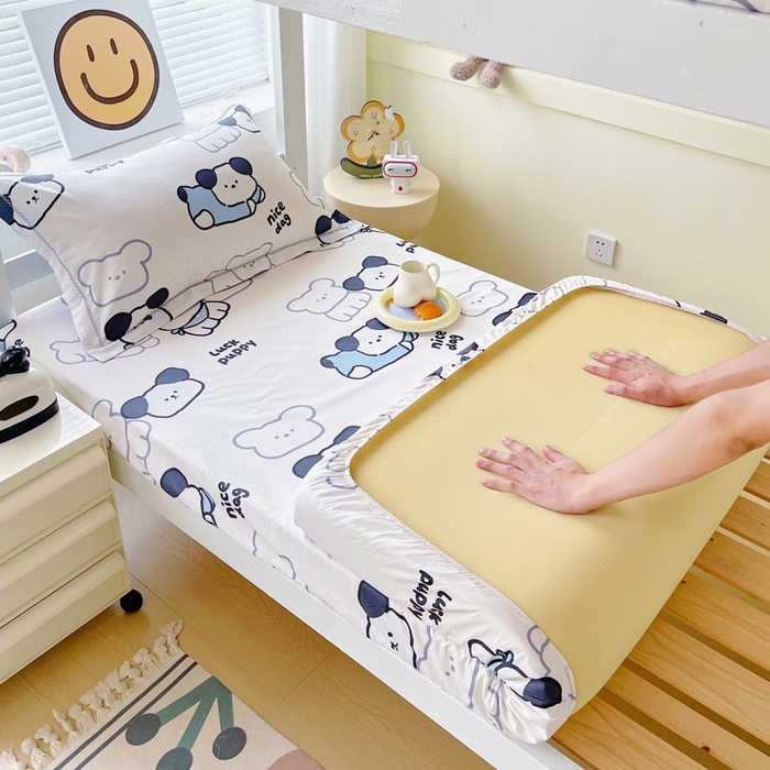 91家纺网 家纺一手货源 找家纺 春皖家纺 2025新款学生季全棉纯棉13070印花单床笠 床笠单件 汪来运转