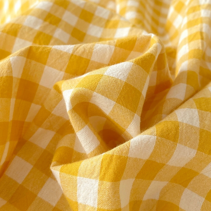 91家纺网 家纺一手货源 找家纺 春皖家纺 2025春夏新款AB版全棉纯棉色织水洗棉学生三件套六件套 朱羽-黄格