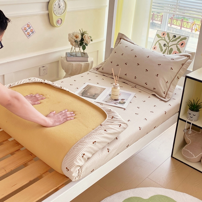 春皖家纺 2025新款学生季全棉纯棉13070印花单床笠 床笠单件 樱姿飒爽