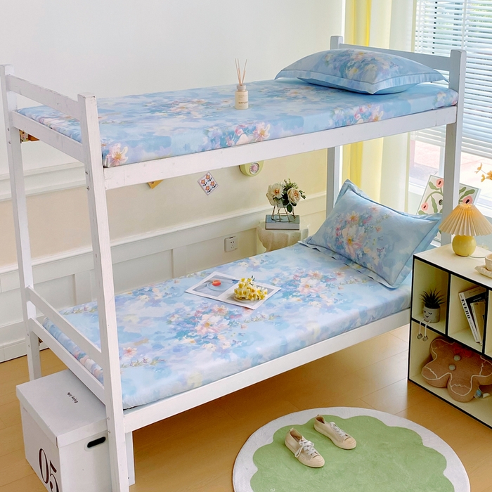 91家纺网 家纺一手货源 找家纺 春皖家纺 2025新款学生季全棉纯棉13070印花单床笠 床笠单件 玉蝶逐香