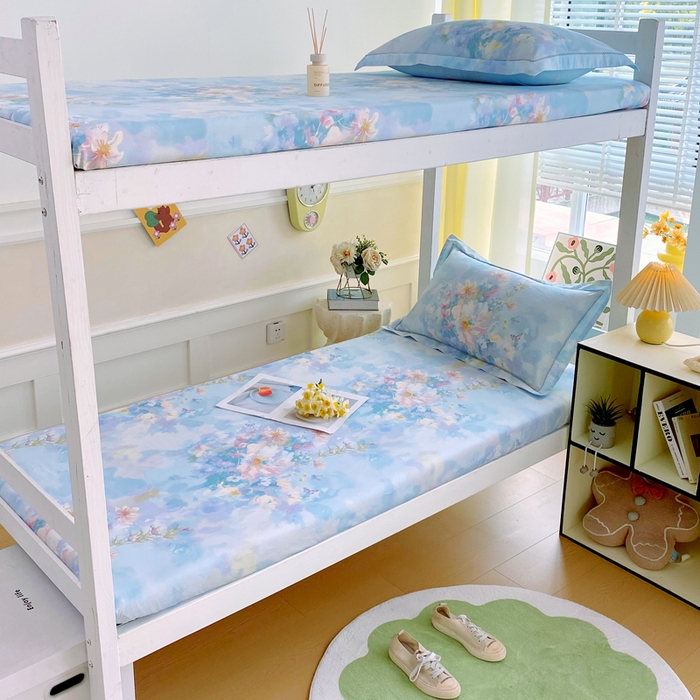 91家纺网 家纺一手货源 找家纺 春皖家纺 2025新款学生季全棉纯棉13070印花单床笠 床笠单件 玉蝶逐香