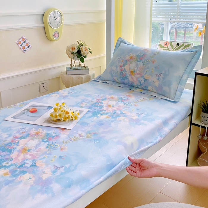 91家纺网 家纺一手货源 找家纺 春皖家纺 2025新款学生季全棉纯棉13070印花单床笠 床笠单件 玉蝶逐香