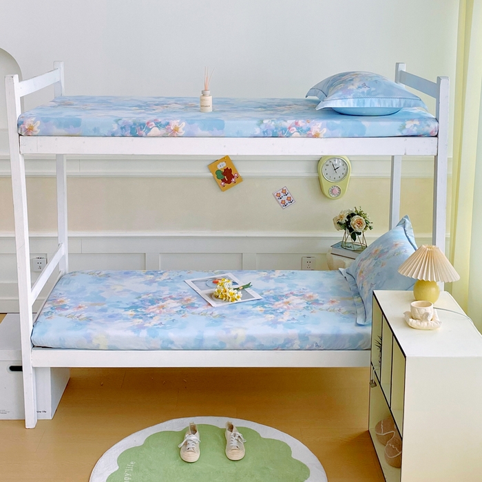 91家纺网 家纺一手货源 找家纺 春皖家纺 2025新款学生季全棉纯棉13070印花单床笠 床笠单件 玉蝶逐香