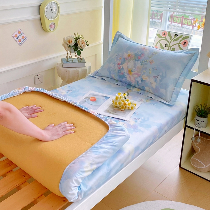 春皖家纺 2025新款学生季全棉纯棉13070印花单床笠 床笠单件 玉蝶逐香