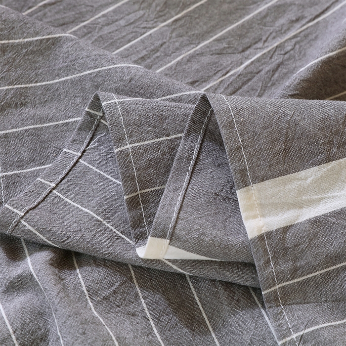 91家纺网 家纺一手货源 找家纺 春皖家纺 2025新款学生季全棉纯棉色织AB版水洗棉单品系列-单床单 床单单件 素雅-灰条