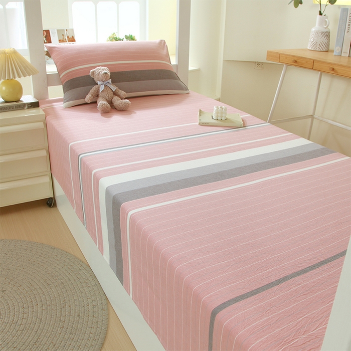 91家纺网 家纺一手货源 找家纺 春皖家纺 2025新款学生季全棉纯棉色织AB版水洗棉单品系列-单床单 床单单件 素雅-蔻粉