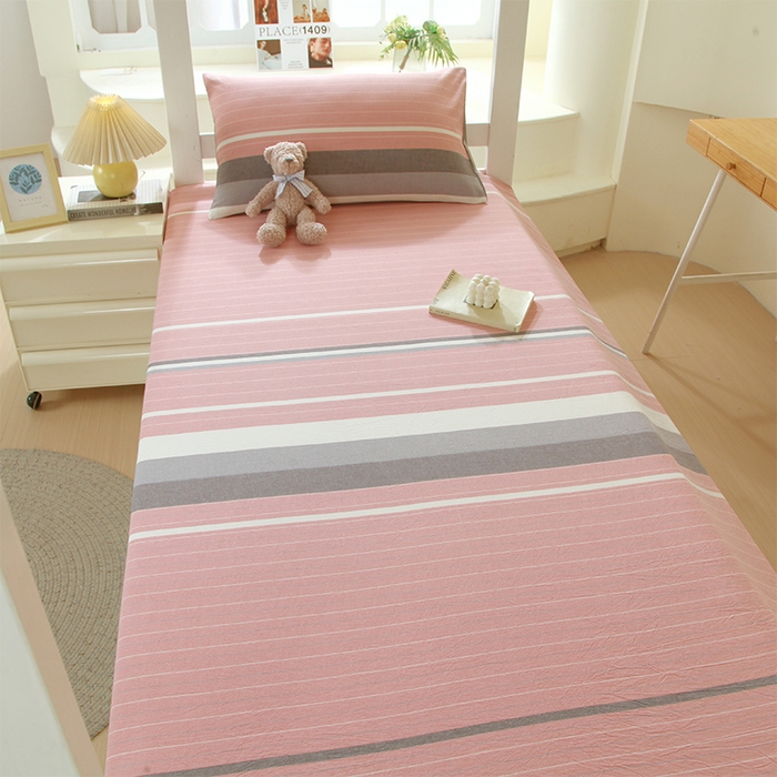 91家纺网 家纺一手货源 找家纺 春皖家纺 2025新款学生季全棉纯棉色织AB版水洗棉单品系列-单床单 床单单件 素雅-蔻粉