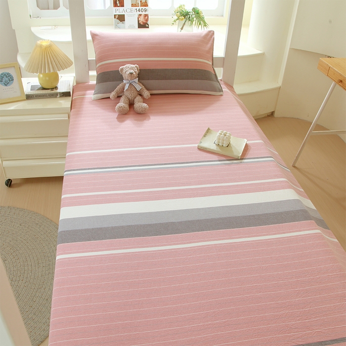 91家纺网 家纺一手货源 找家纺 春皖家纺 2025新款学生季全棉纯棉色织AB版水洗棉单品系列-单床单 床单单件 素雅-蔻粉