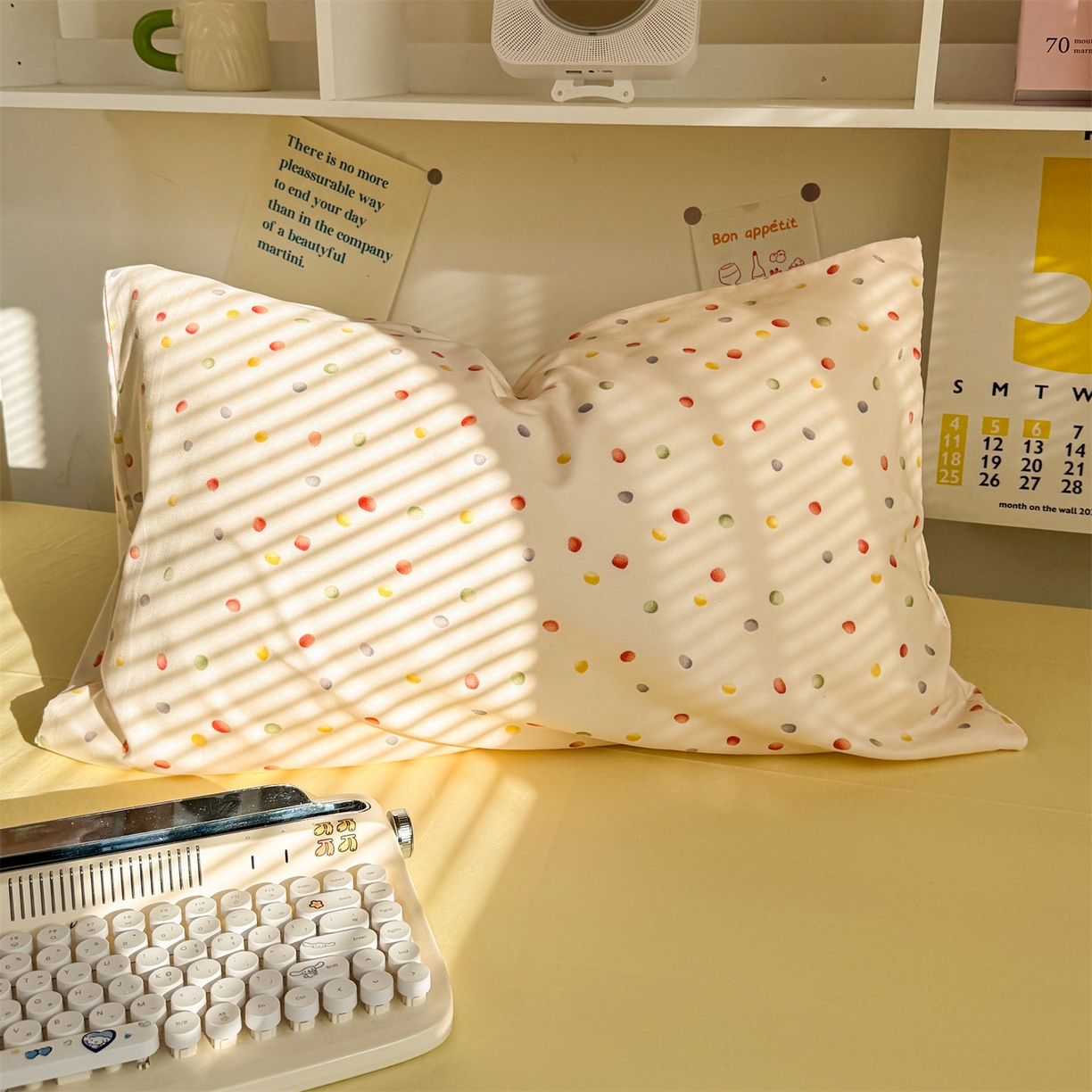 91家纺网 家纺一手货源 找家纺 多品家纺 2025新款水洗棉学生宿舍上下铺大礼包三件套六件套 波点彩虹